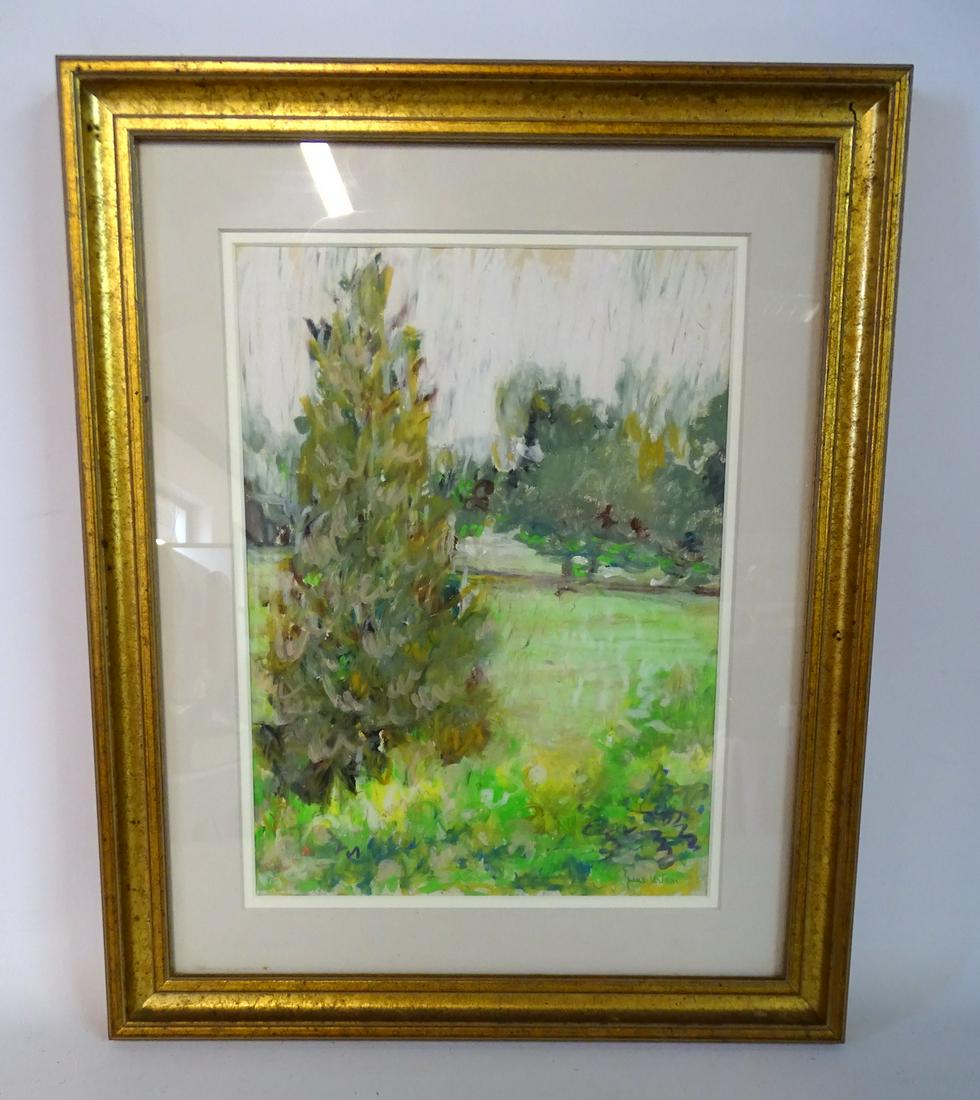 JANE WILSON SGN. CRAYPAS ON PAPER "CEDAR" 13.5X16.5": JANE WILSON SGN. CRAYPAS ON PAPER "CEDAR" 13.5X16.5"