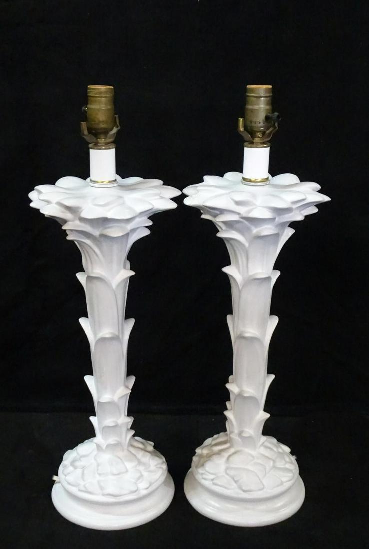 SERGE ROCHE PLASTER PALM LAMPS (REPAIRS & MINOR LOSSES: SERGE ROCHE PLASTER PALM LAMPS (REPAIRS & MINOR LOSSES TO 1) 23"H