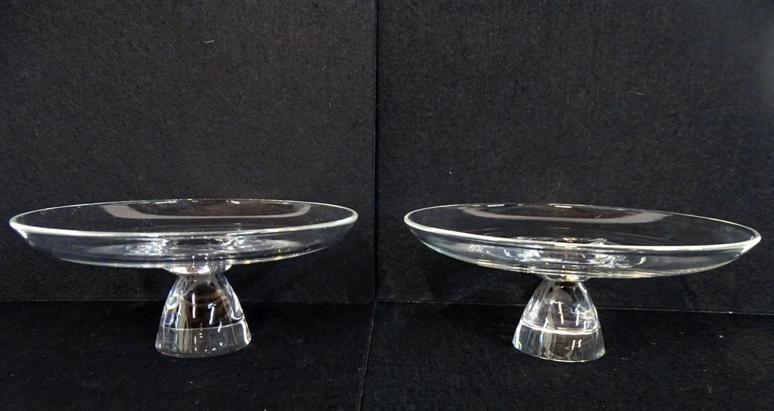 PR. STEUBEN CRYSTAL COMPOTES: PR. STEUBEN CRYSTAL COMPOTES 3.5"H 8" DIA.