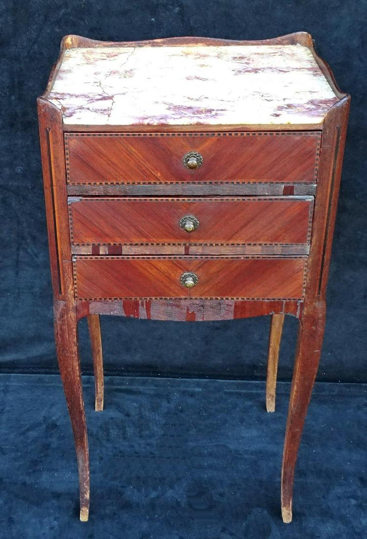 19TH C. MAHOGANY MARBLE TOP NIGHT STAND 29"H: 19TH C. MAHOGANY MARBLE TOP NIGHT STAND 29"H
