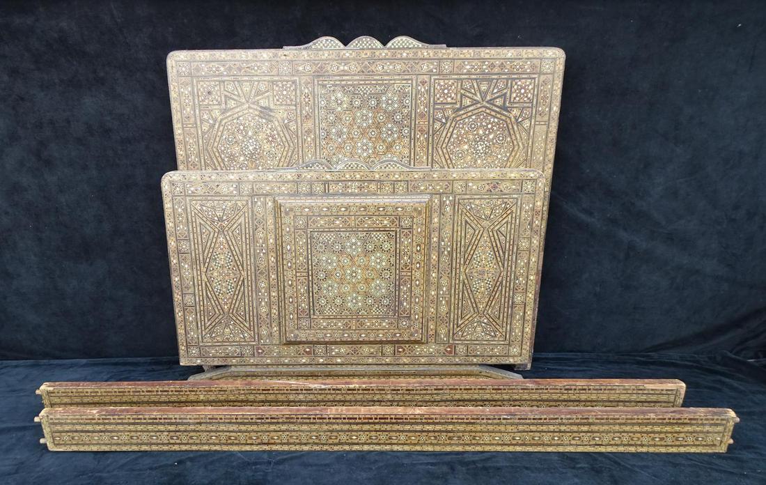 MOROCCAN MOTHER OF PEARL INLAID. BED W/ RAILS: MOROCCAN MOTHER OF PEARL INLAID. BED W/ RAILS