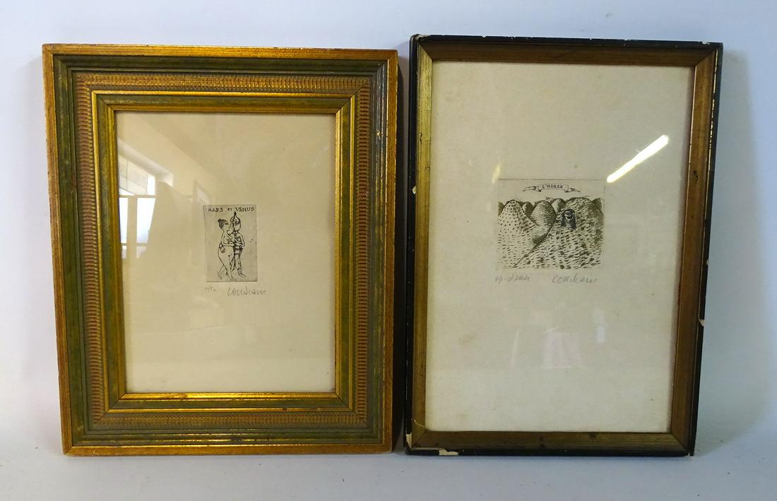 2 CONDIAM (?) SGN. ETCHINGS MARS ET VENUS & L'HOREB: 2 CONDIAM (?) SGN. ETCHINGS MARS ET VENUS & L'HOREB 2.5X3" LARGEST