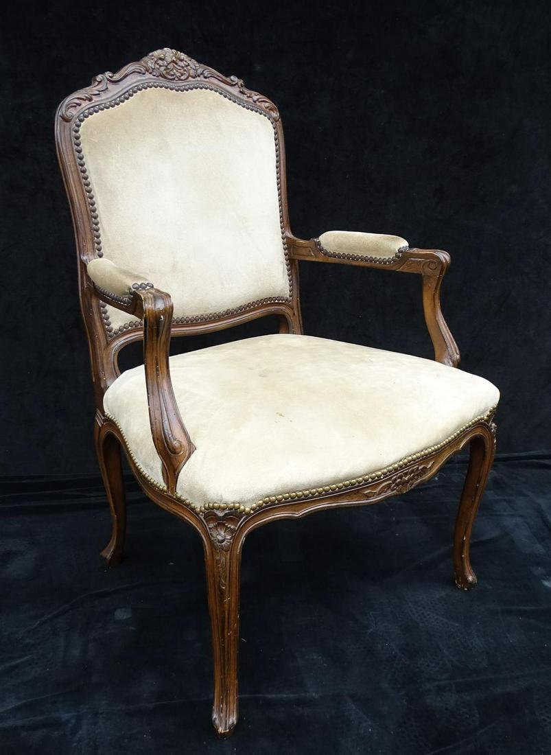 LOUIS XV STYLE SUEDE UPHOLSTERED FAUTIEUL 40X26X25: LOUIS XV STYLE SUEDE UPHOLSTERED FAUTIEUL 40X26X25