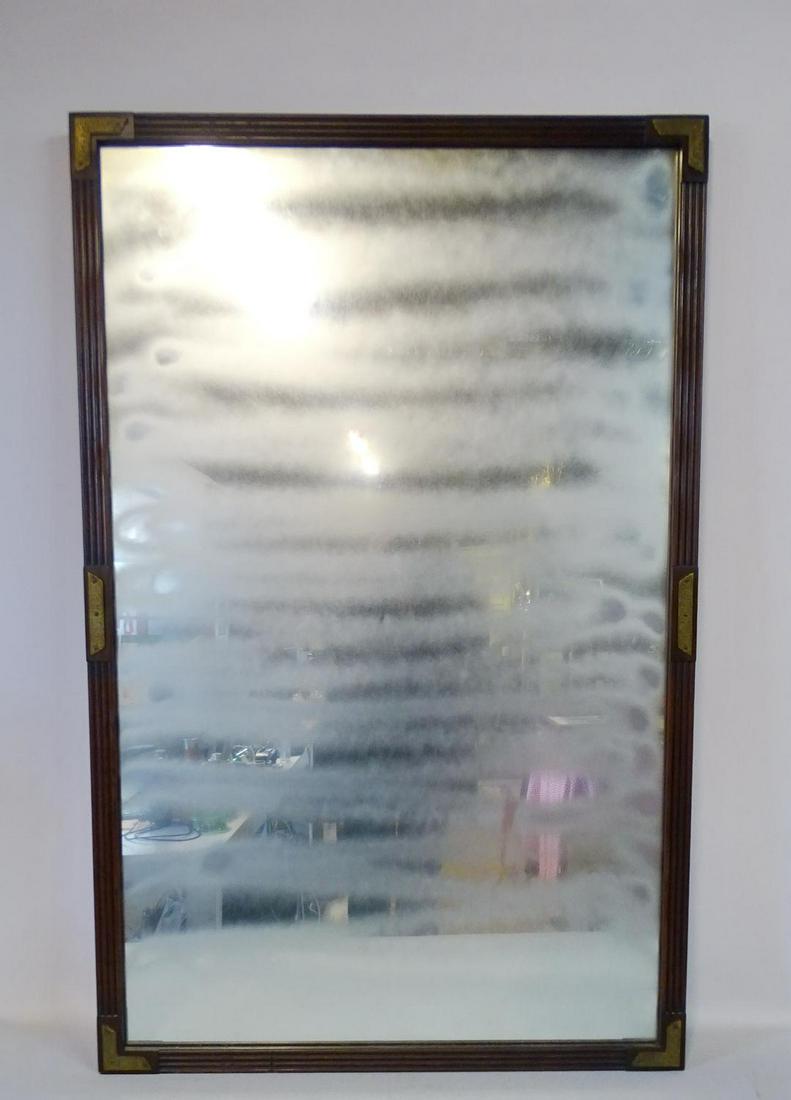 CAMPAIGN STYLE MIRROR WITH BRASS MOUNTS 50X32": CAMPAIGN STYLE MIRROR WITH BRASS MOUNTS 50X32"