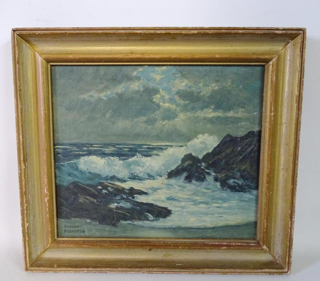 HERBERT FOSTER O/C "ROCKY COAST" 12 X 13": HERBERT FOSTER O/C "ROCKY COAST" 12 X 13"