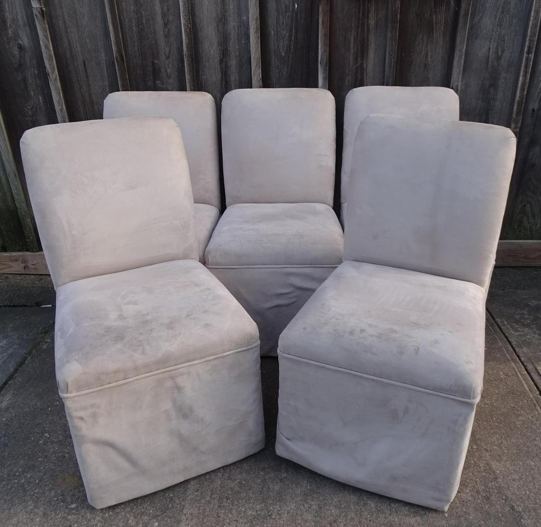 SET 5 J. ROBERT SCOTT VELVET UPHOLSTERED CHAIRS: SET 5 J. ROBERT SCOTT VELVET UPHOLSTERED CHAIRS DESIGNED BY: SALLY SIRKIN LOUIS 37" X 20" X 22"