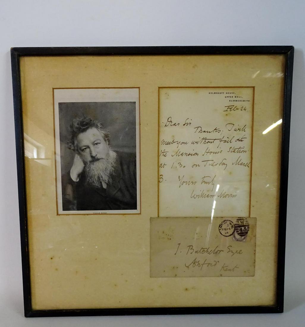 WILLIAM MORRIS FRAMED & SIGNED "CORRESPONDENCE" 13.5': WILLIAM MORRIS FRAMED & SIGNED "CORRESPONDENCE" 13.5' X 13.5" INC. FRAME
