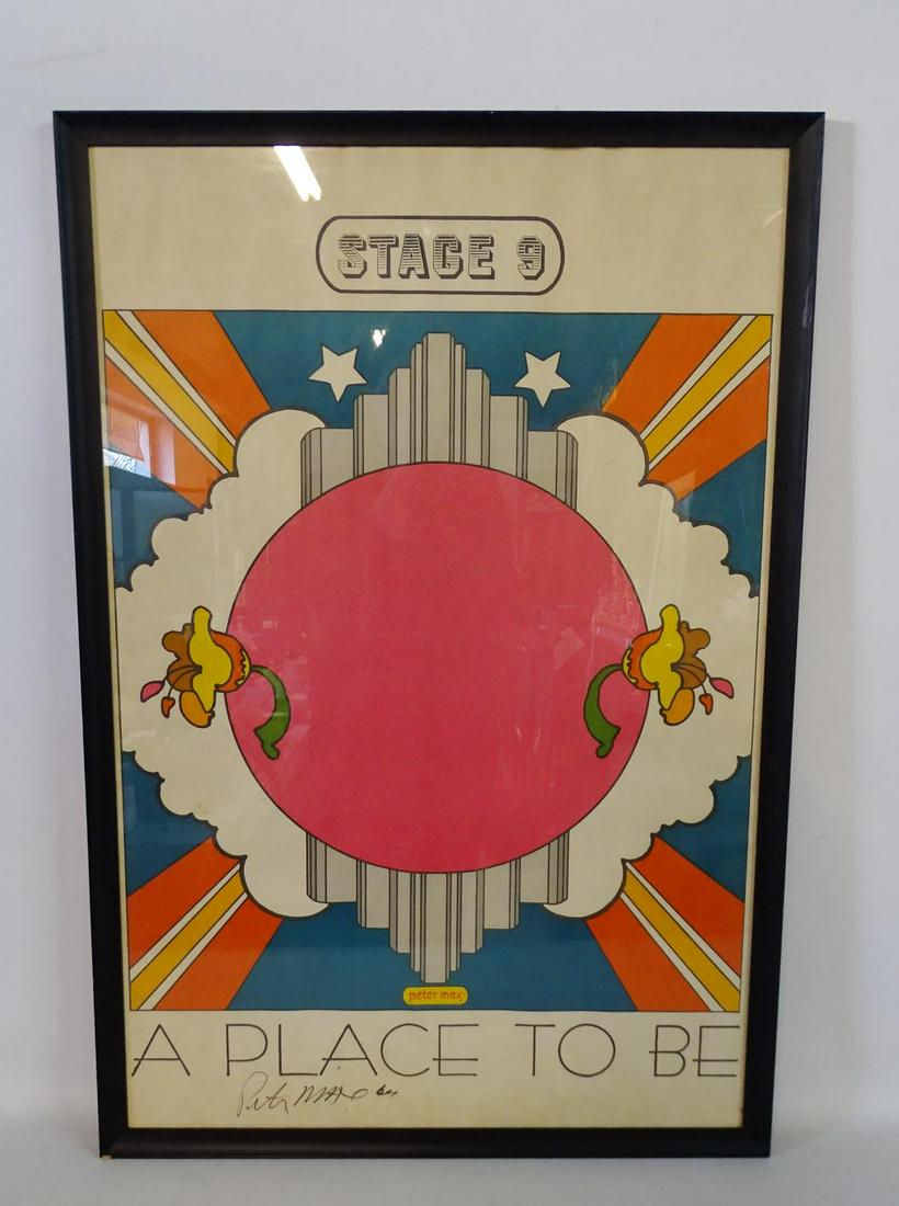 PETER MAX SGN. POSTER "STUDIO 9 A PLACE TO BE" 36X24": PETER MAX SGN. POSTER "STUDIO 9 A PLACE TO BE" 36X24"