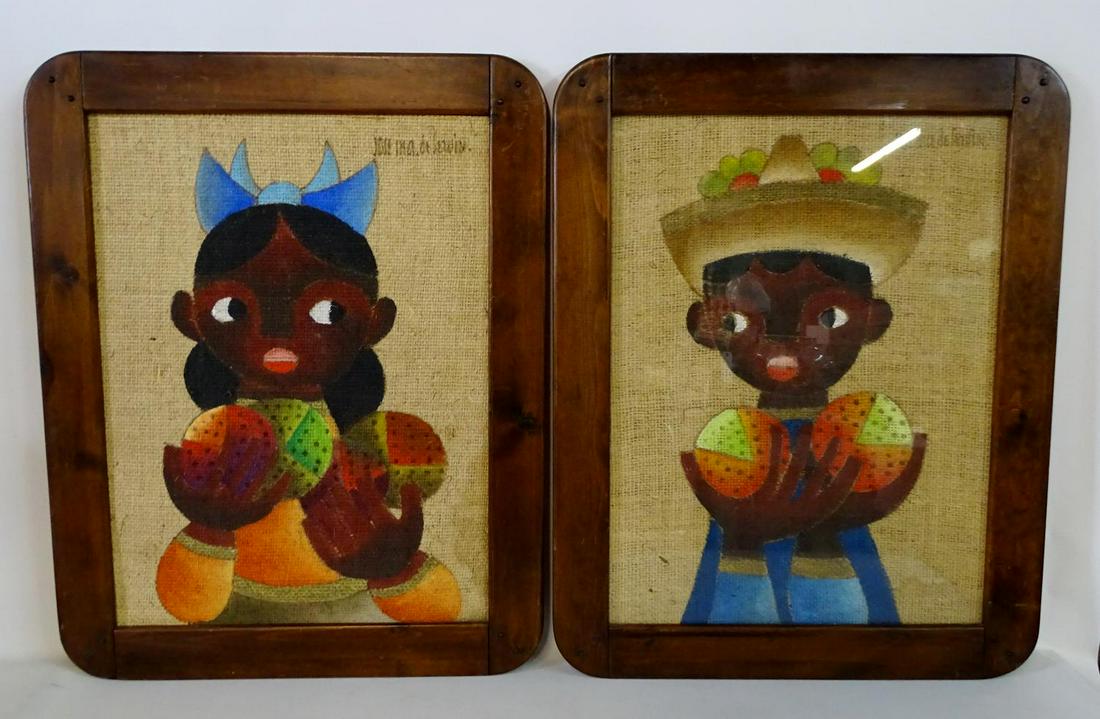 PR. JOSE MARIA DE SERVIN PAINTINGS ON BURLAP 24X18": PR. JOSE MARIA DE SERVIN PAINTINGS ON BURLAP 24X18"