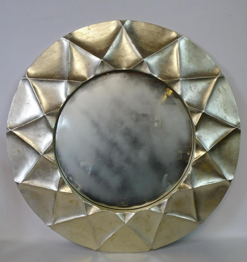 SILVER GILT COMPOSITION CIRCULAR MIRROR: SILVER GILT COMPOSITION CIRCULAR MIRROR 40" DIA.