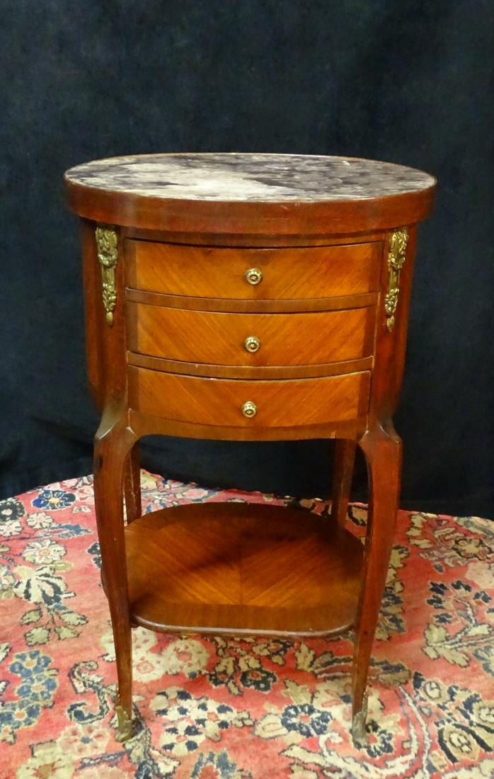 LOUIS XV STYLE MARBLE TOP PETIT COMMODE 24.75"H 14.5"L: LOUIS XV STYLE MARBLE TOP PETIT COMMODE 24.75"H 14.5"L 12.5"D