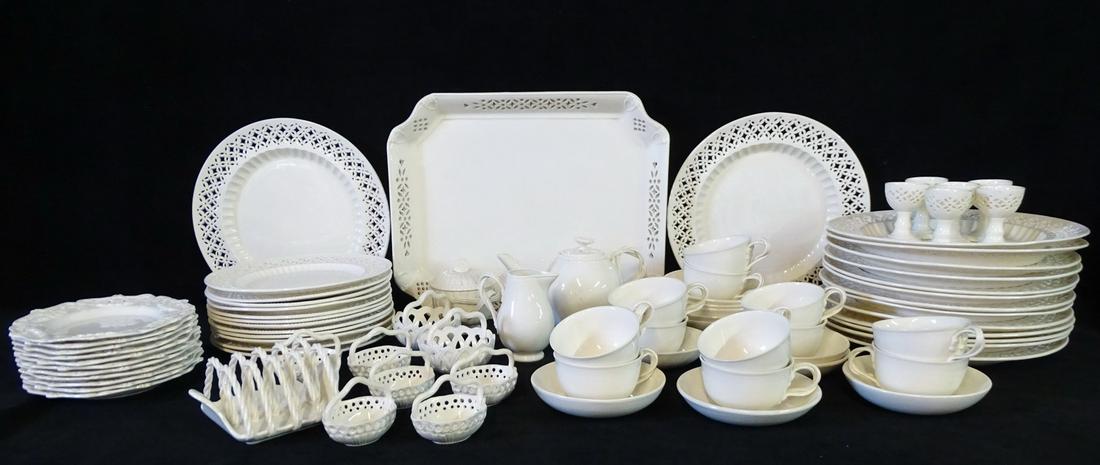 80 PCS. ENGLISH LEEDSWARE CREAMWARE 11" DIA. (1 of 11)