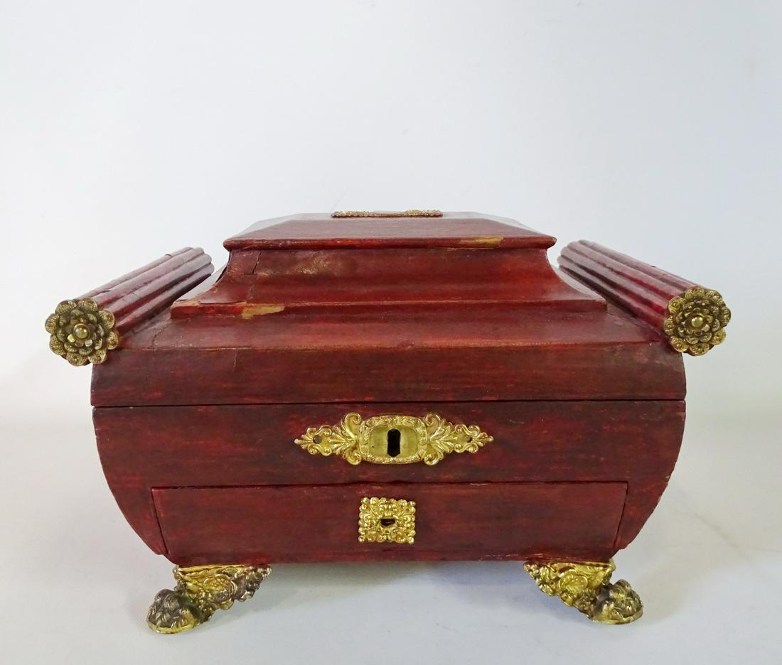 LEATHER WRAPPED BRASS MOUNTED BOX 6.75"H 7.25"W 10"D (1 of 5)