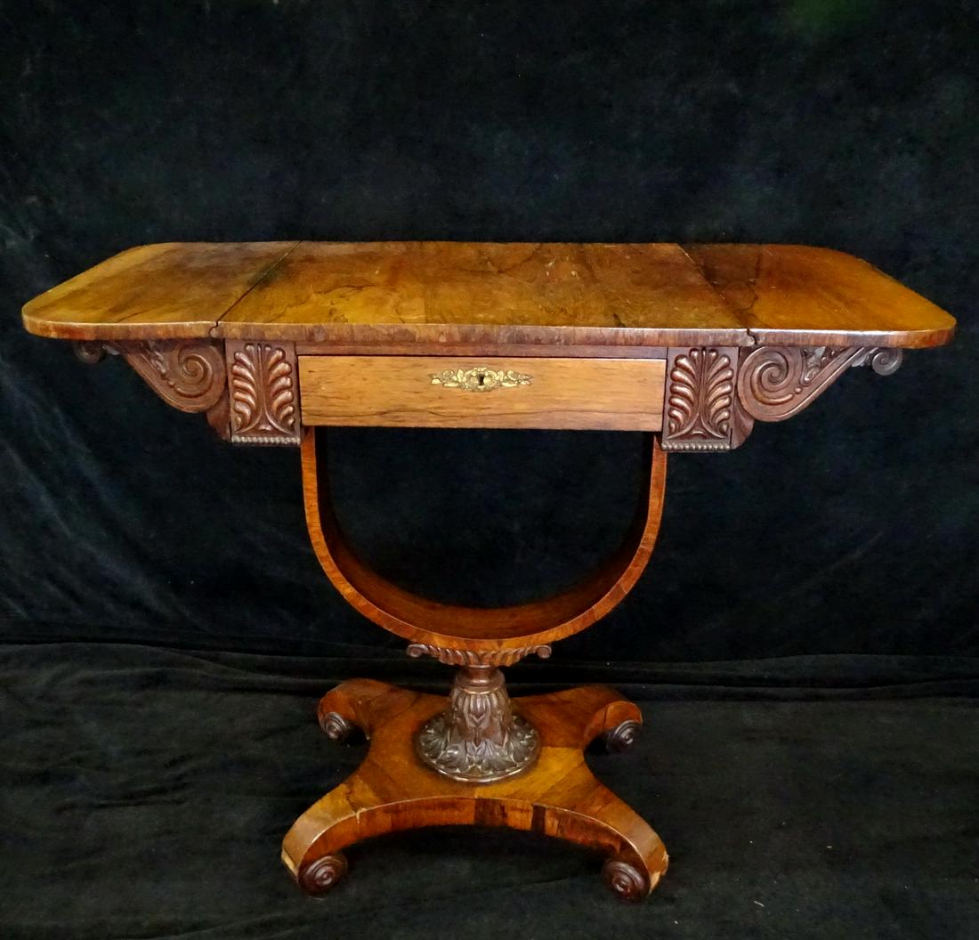 C. 1830 ENGLISH ROSEWOOD SEWING / SOFA TABLE 27.5"H (1 of 10)