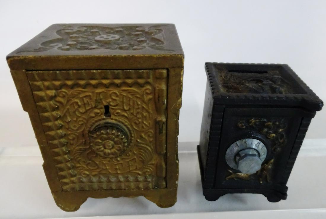 2 CAST IRON BANKS 5"H TALLEST (1 of 4)