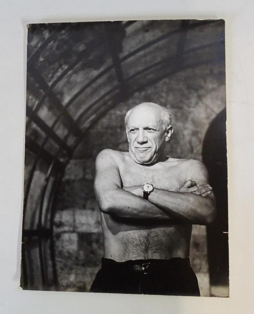 ANDRE VILLERS SGN. & STAMPED BLACK & WHITE PHOTO OF: ANDRE VILLERS SGN. & STAMPED BLACK & WHITE PHOTO OF PICASSO W/PATEK PHILLIPE WATCH 16X11.5"