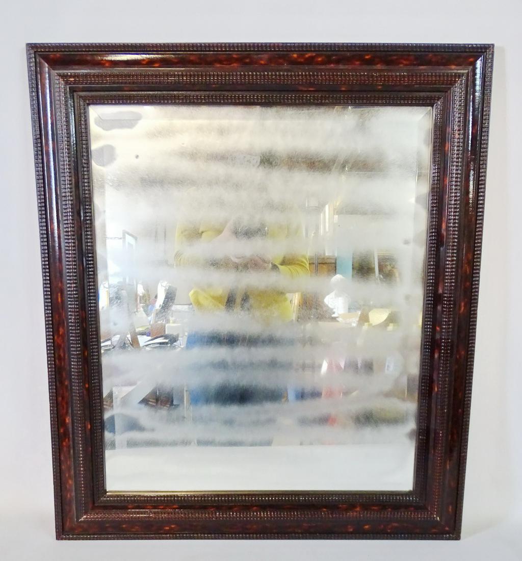 FAUX TORTOISE SHELL FRAMED BEVELED MIRROR 30X26.5" (1 of 2)