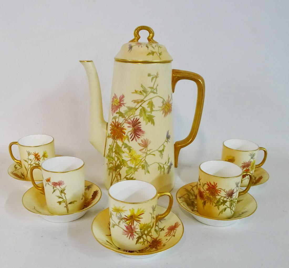 ROYAL WORCESTER 10 PC. DEMITASSE SET 10.5"H COFFEE POT (1 of 4)