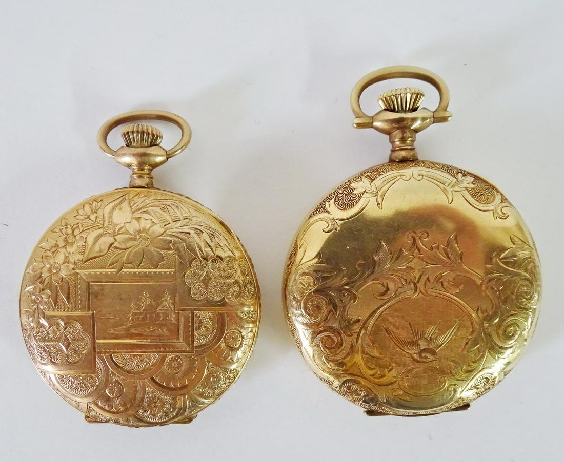 2 14KT (?) POCKET WATCH CASES 2" DIA. LARGEST (1 of 4)