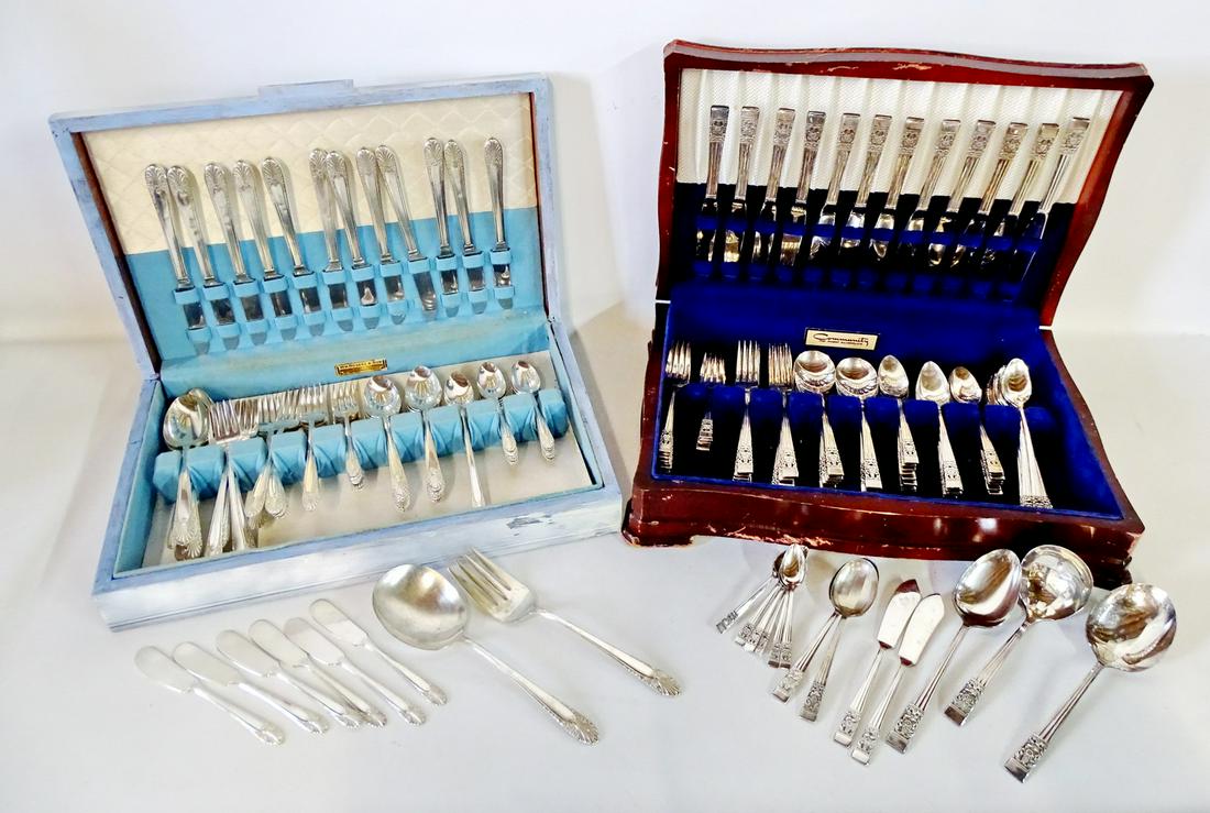 2 SETS SILVERPLATE FLATWARE INC. WILLIAM ROGERS & (1 of 10)