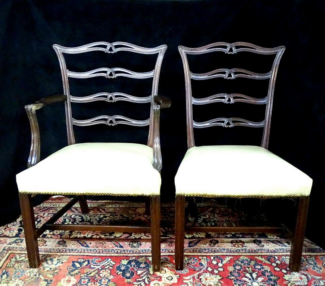 2 CHIPPENDALE STYLE MAHOGANY CHAIRS (1 (1 of 3)