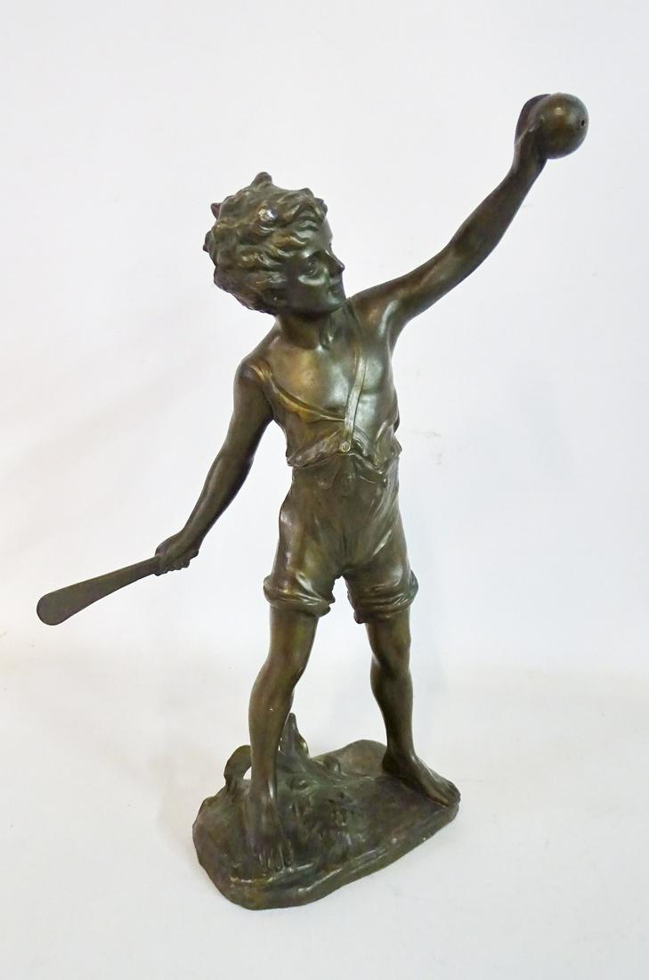 PATINATED METAL GROUP BOY 14.5"H (1 of 4)