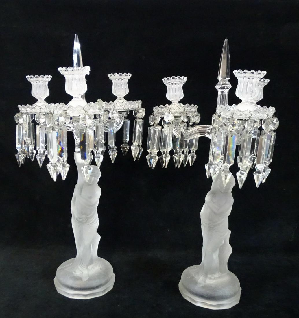 PR. FIGURAL 3 LIGHT CRYSTAL CANDELABRA (SOME CHIPS) (1 of 5)