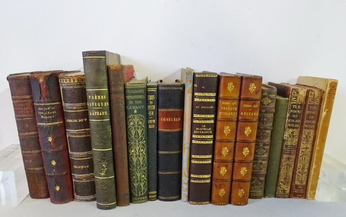 17 LEATHERBOUND BOOKS SOME IN FRENCH (1 of 4)