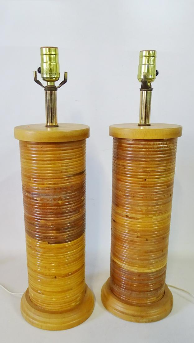 PR. MID-CENTURY RATTAN LAMPS 22"H (1 of 5)