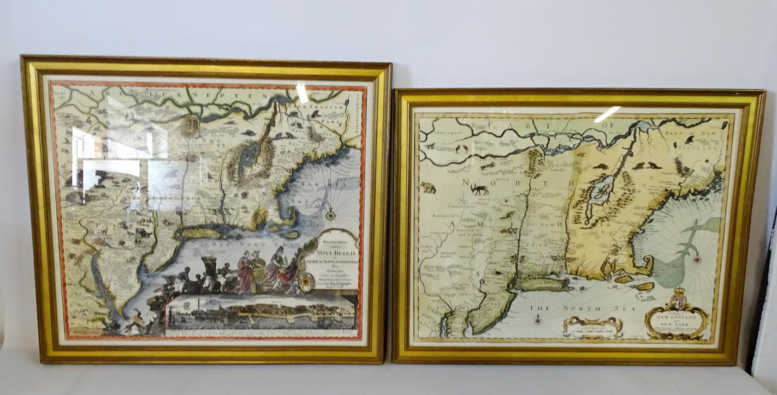 2 GILT FRAME PRINTS MAPS OF NORTHEAST USA 22.5X25.5" (1 of 8)