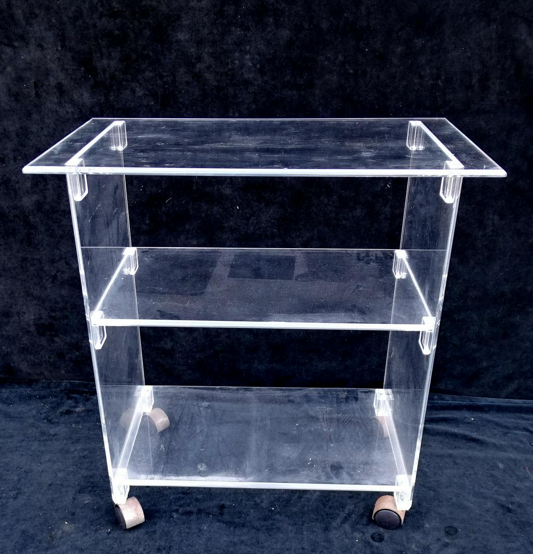 LUCITE 3 TIER ROLLING CART 28"H 27"L 16"D (1 of 4)