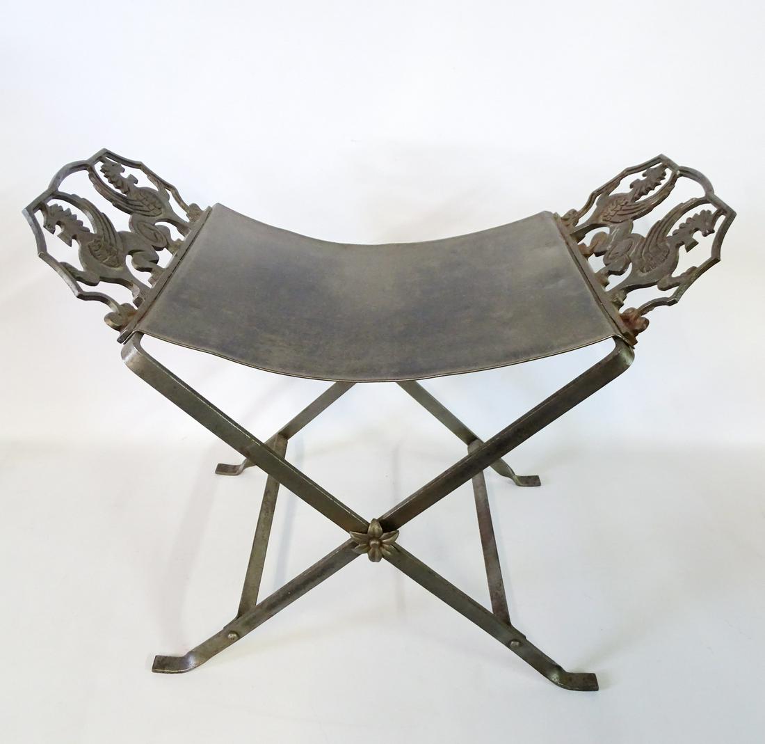 METAL X-LEG FIGURAL LOW STOOL 19"H 23"W 13"D (1 of 5)