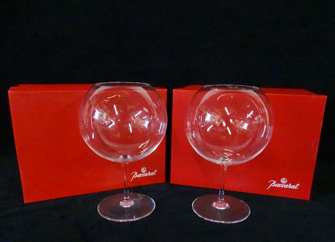 PR. BACCARAT OVERSIZED WINE GLASSES WITH BOXES 10"H: PR. BACCARAT OVERSIZED WINE GLASSES WITH BOXES 10"H