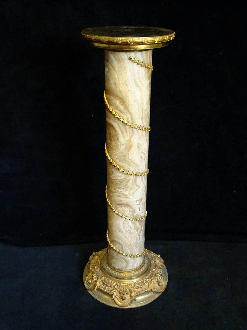 BRONZE MOUNTED MARBLE PEDESTAL 39.5"H 13" DIA. (1 of 7)