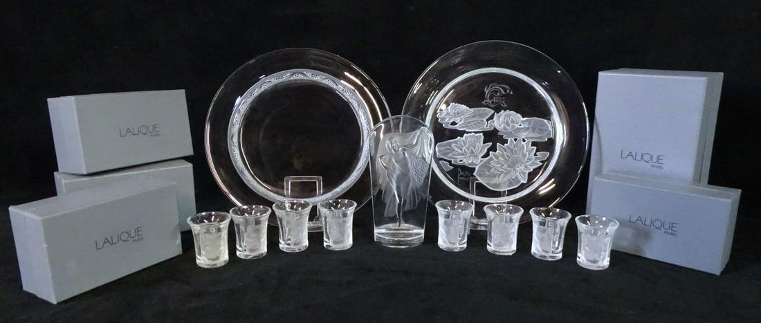 2 FRENCH CRYSTAL PLATES; LALIQUE & DAUM 9" DIA. &4 (1 of 5)