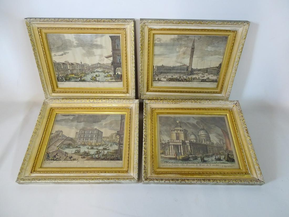 4 ITALIAN GILT FRAME PRINTS VENETIAN SCENES 12X14.5" (1 of 5)