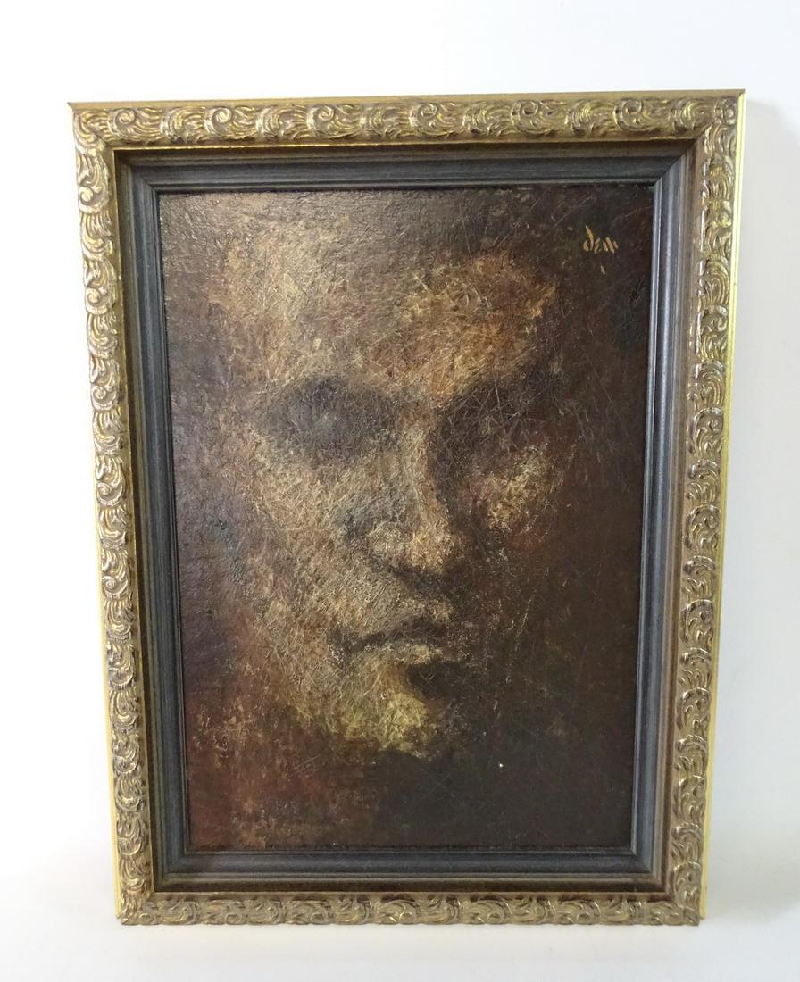 J.E. MEEKER SGN. OIL ON BOARD ABSRACT PORTRAIT 14X10" (1 of 4)