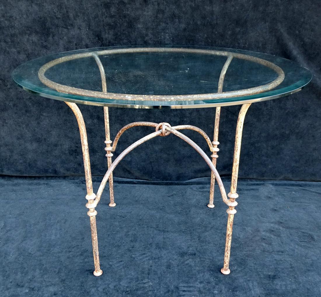 CIRCULAR GLASS TOP IRON BASE TABLE (1 of 5)