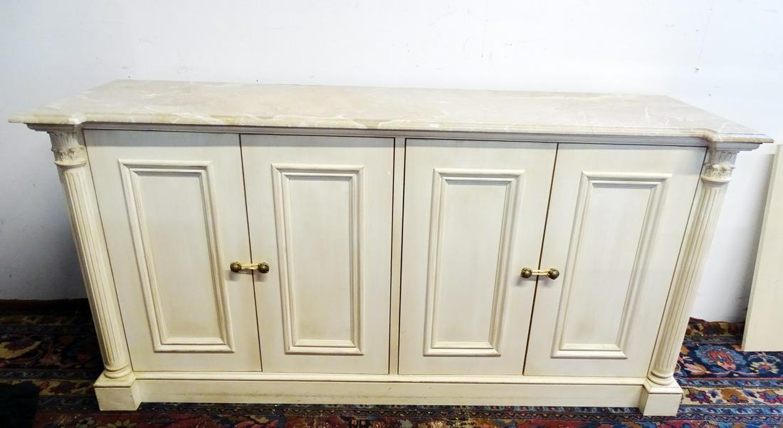 PAINT DECORATED MARBLE TOP SERVER 34.5"H 70"W 22"D (1 of 3)