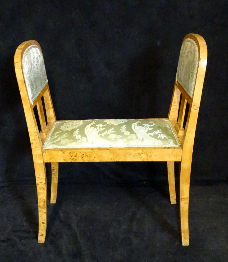 BIEDERMEIER STYLE SILK UPHOLSTERED BENCH 32"H 24.5"L (1 of 6)