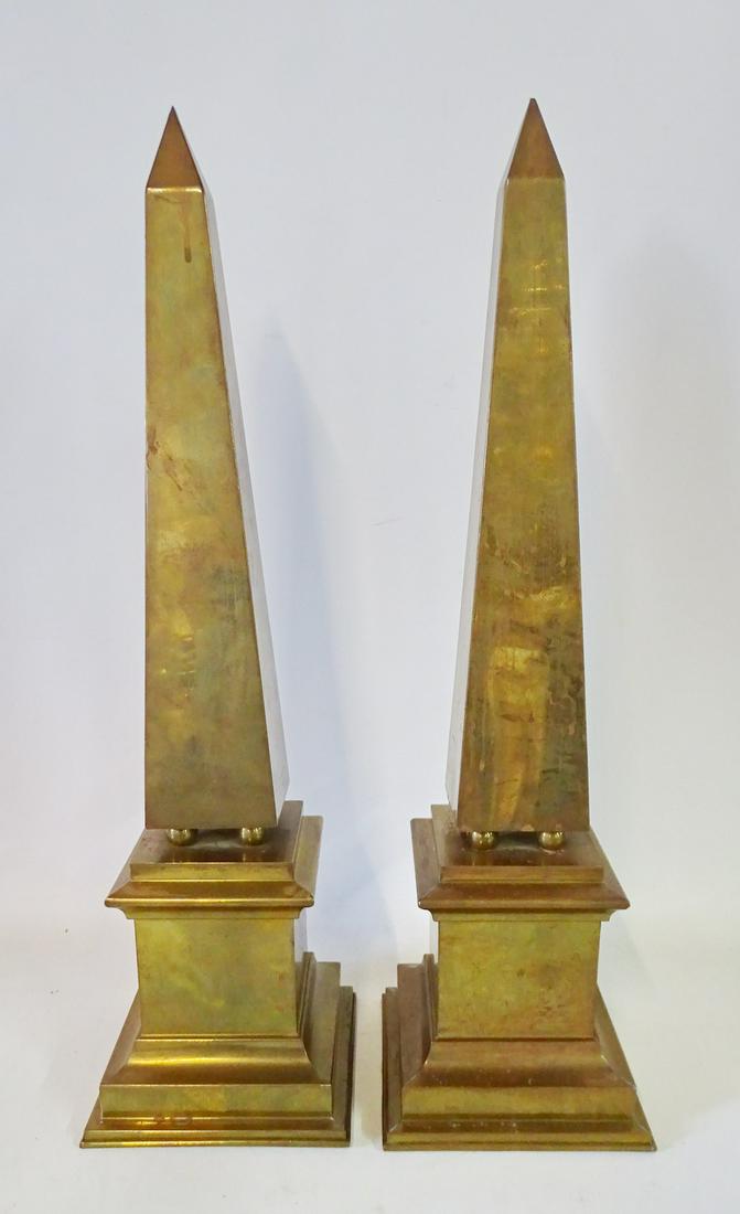 2 BRASS OBELISKS 22"H 6"W (1 of 5)