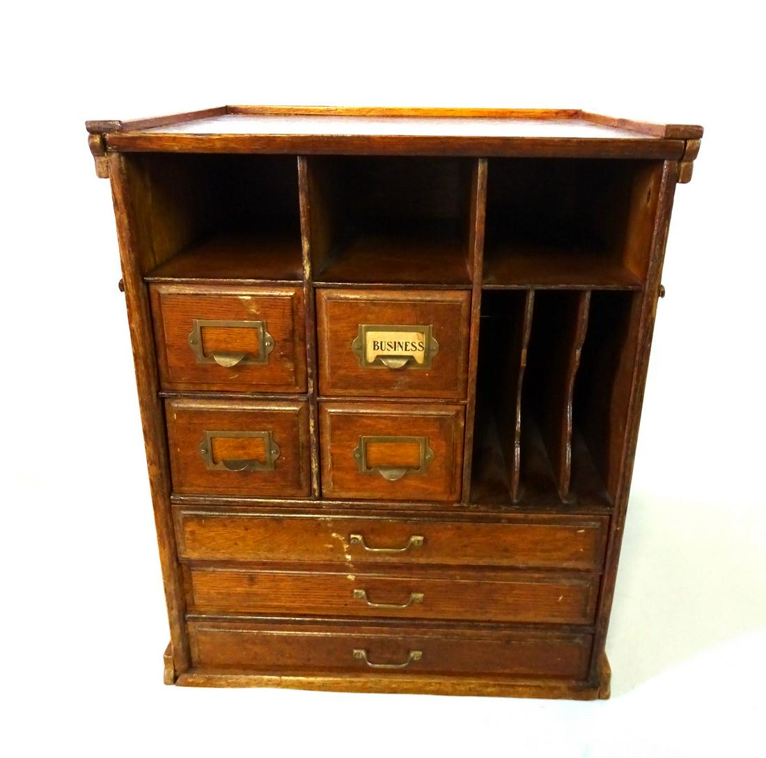 VINTAGE OAK DESK ORGANIZER 18"H 15"W 12"D (1 of 4)