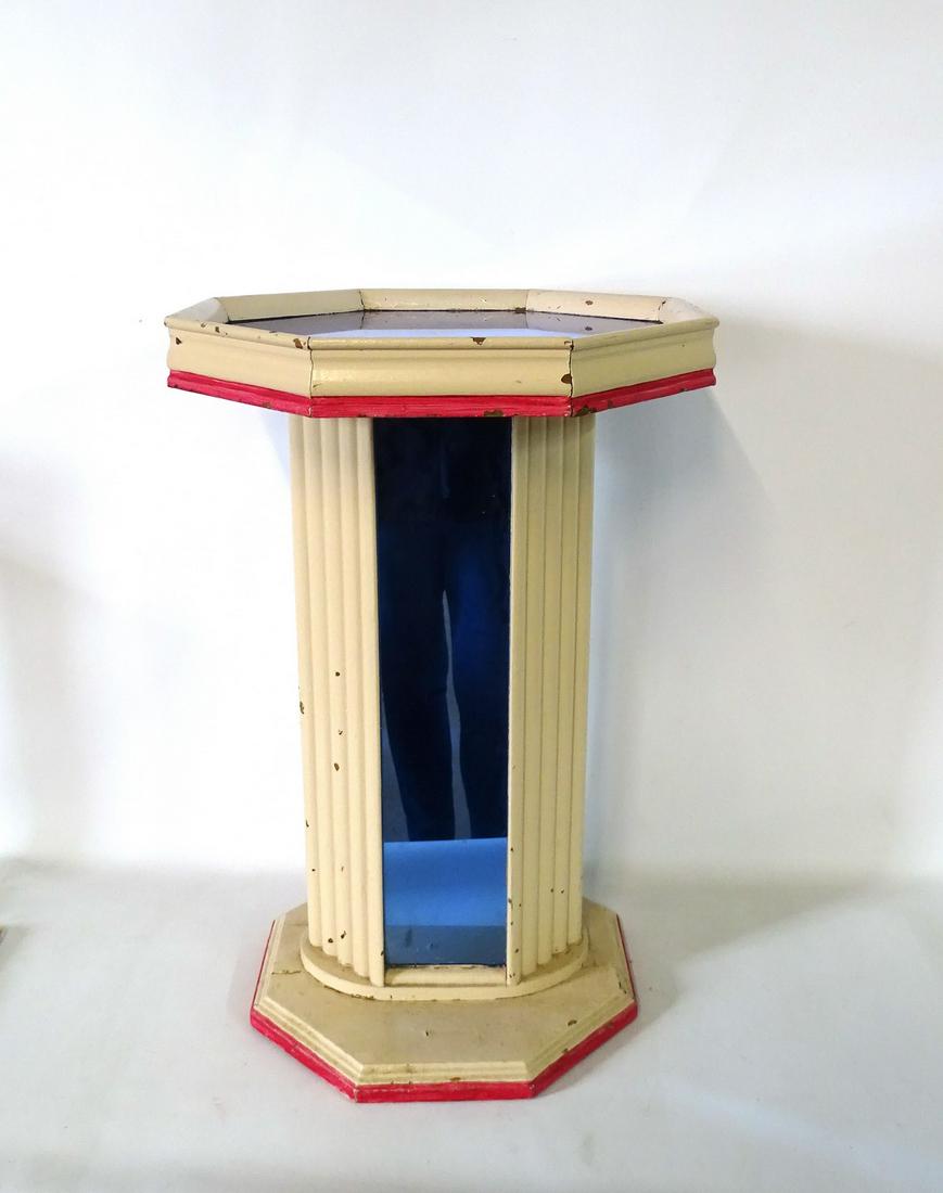 DECO STYLE PAINT DECORATED BLUE MIRRORED STAND 27"H 13" (1 of 5)