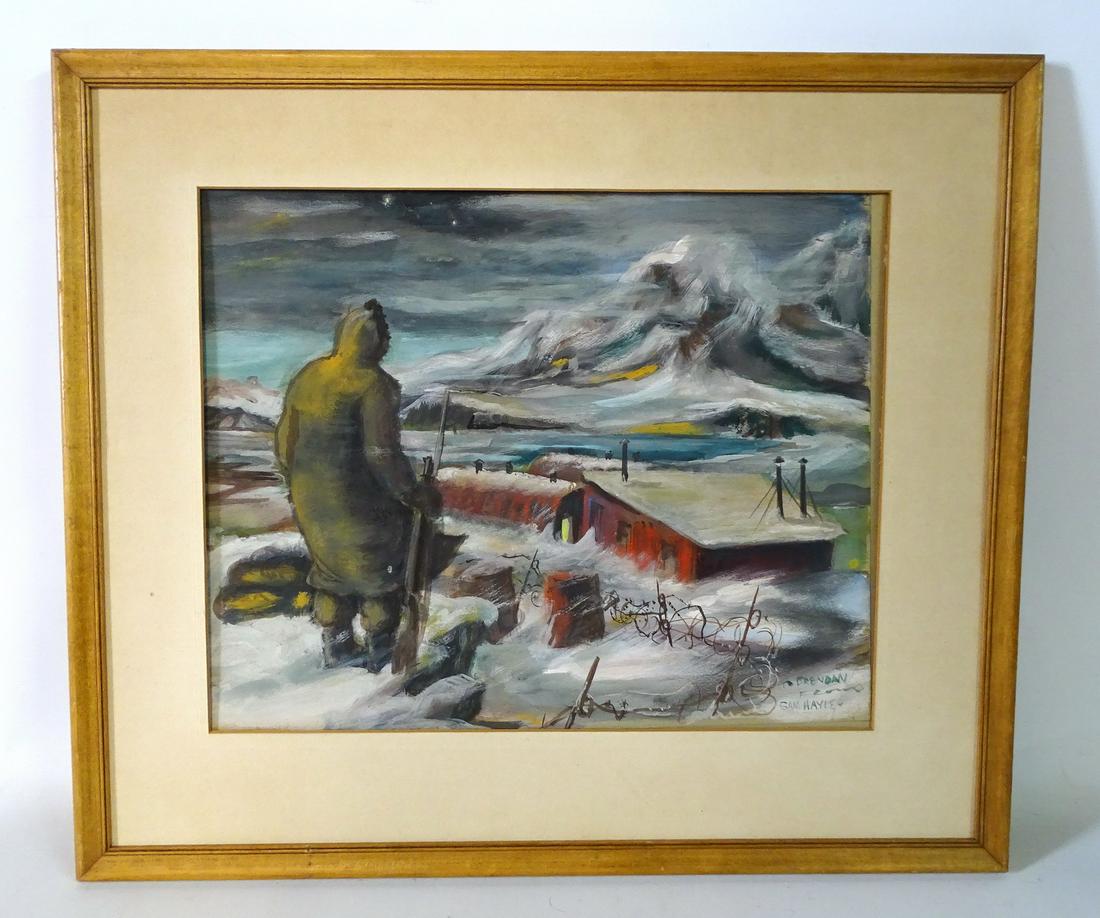 SAM HAYES SGN. GOUACHE ILLUSTRATION 11X14": SAM HAYES SGN. GOUACHE ILLUSTRATION 11X14"
