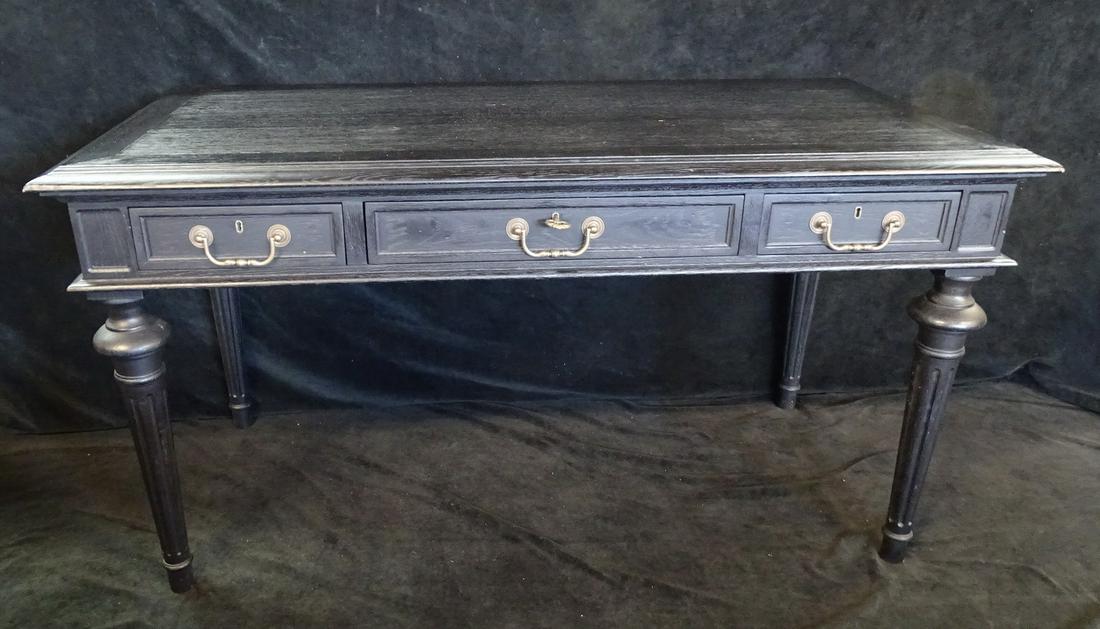 BLACK PAINTED OAK PARTNERS DESK 32"H 60"W 30"D (1 of 5)