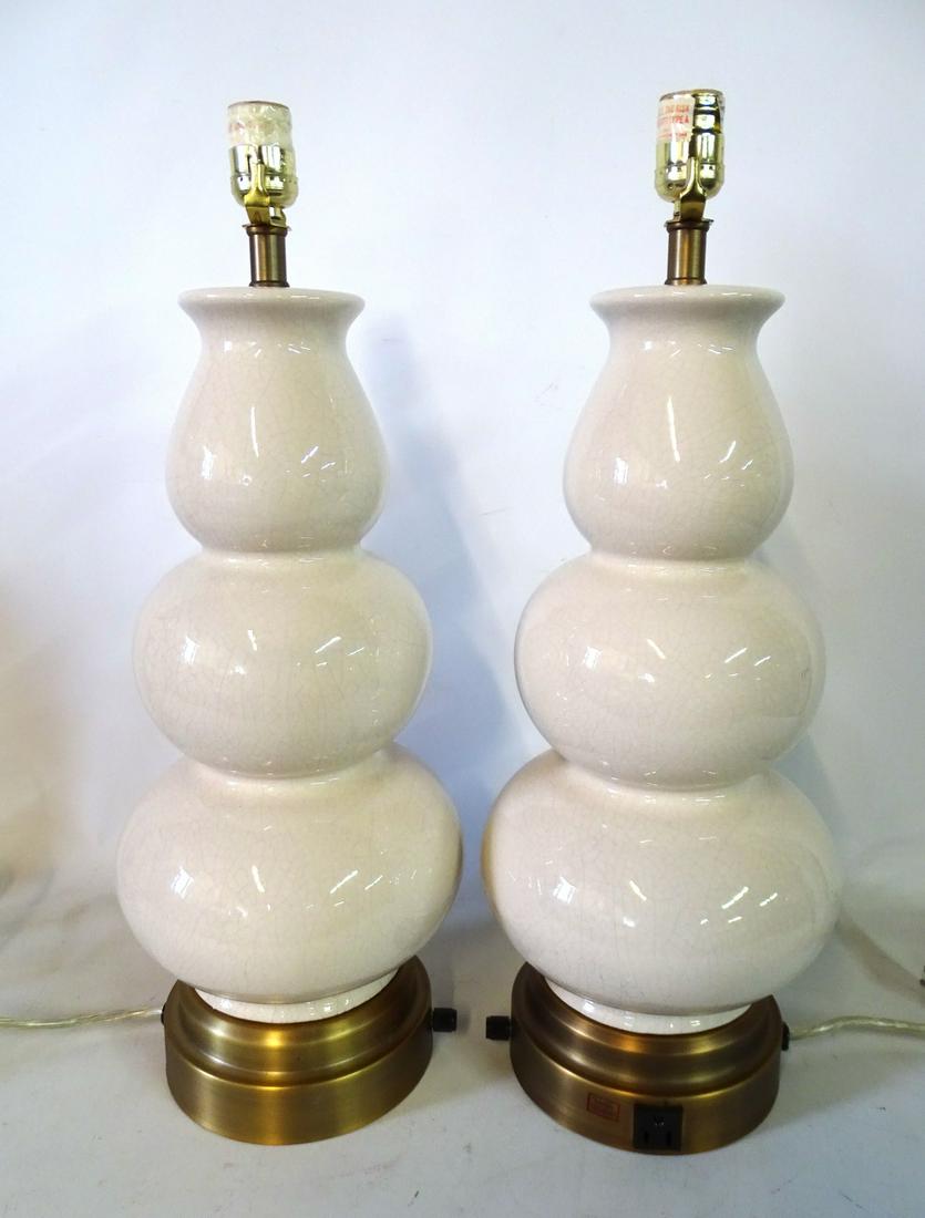 PR. GLAZED CERAMIC BALUSTER LAMPS 22.5"H (1 of 3)