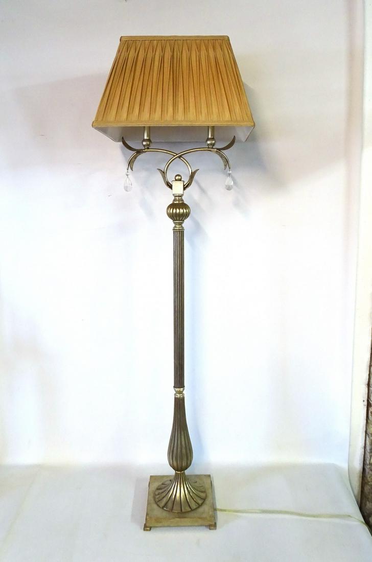 SILVER GILT METAL FLOOR LAMP W/DROP DETAIL 66" H (1 of 5)