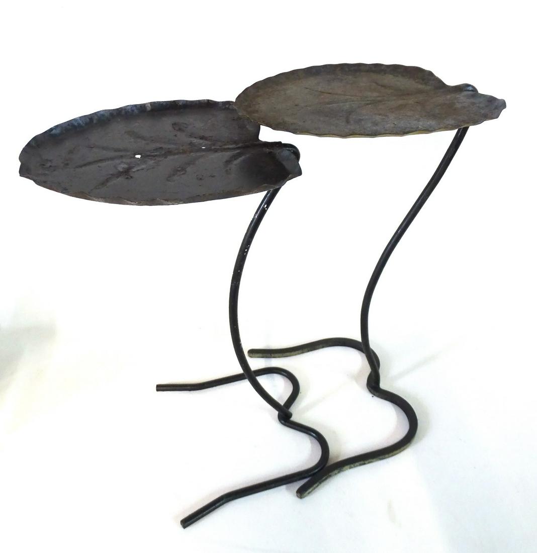 2 WROUGHT IRON LILY PAD SIDE TABLES (1 SALTERINI) 22"H (1 of 5)