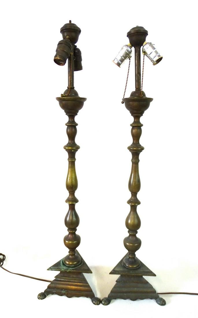 PR. BRONZE PRICKET STICK LAMPS 31.5"H (1 of 5)