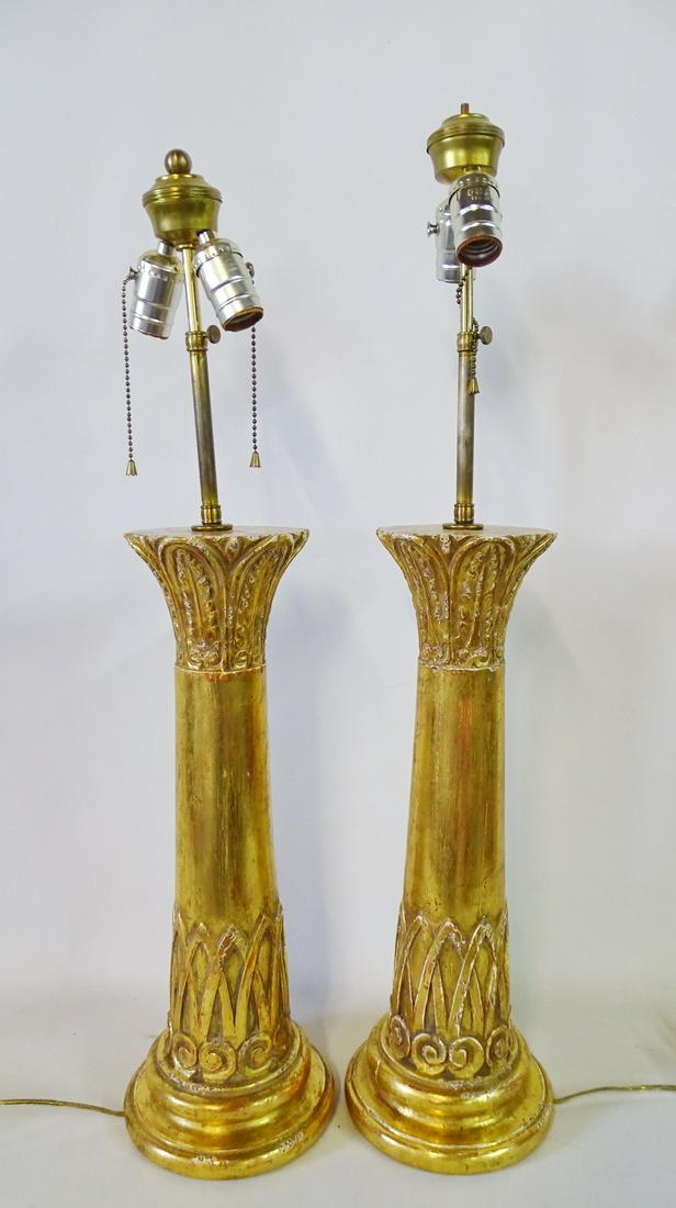 PR. GILT WOOD LAMPS 31"H (1 of 8)